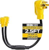 Vista 1 de Iron Forge Cable Cable de RV, generador hembra y cable de alimentación adaptador eléctrico de RV, enchufe macho a dos hembra 5-15R, adaptador