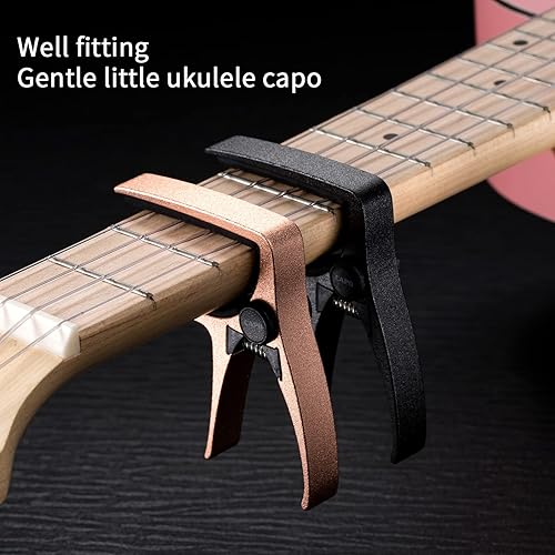 Vista 16 de Cejilla de ukelele para guitarra de 4 cuerdas y mandolina, cejilla profesional para ukelele de tamaño mini (dorado)