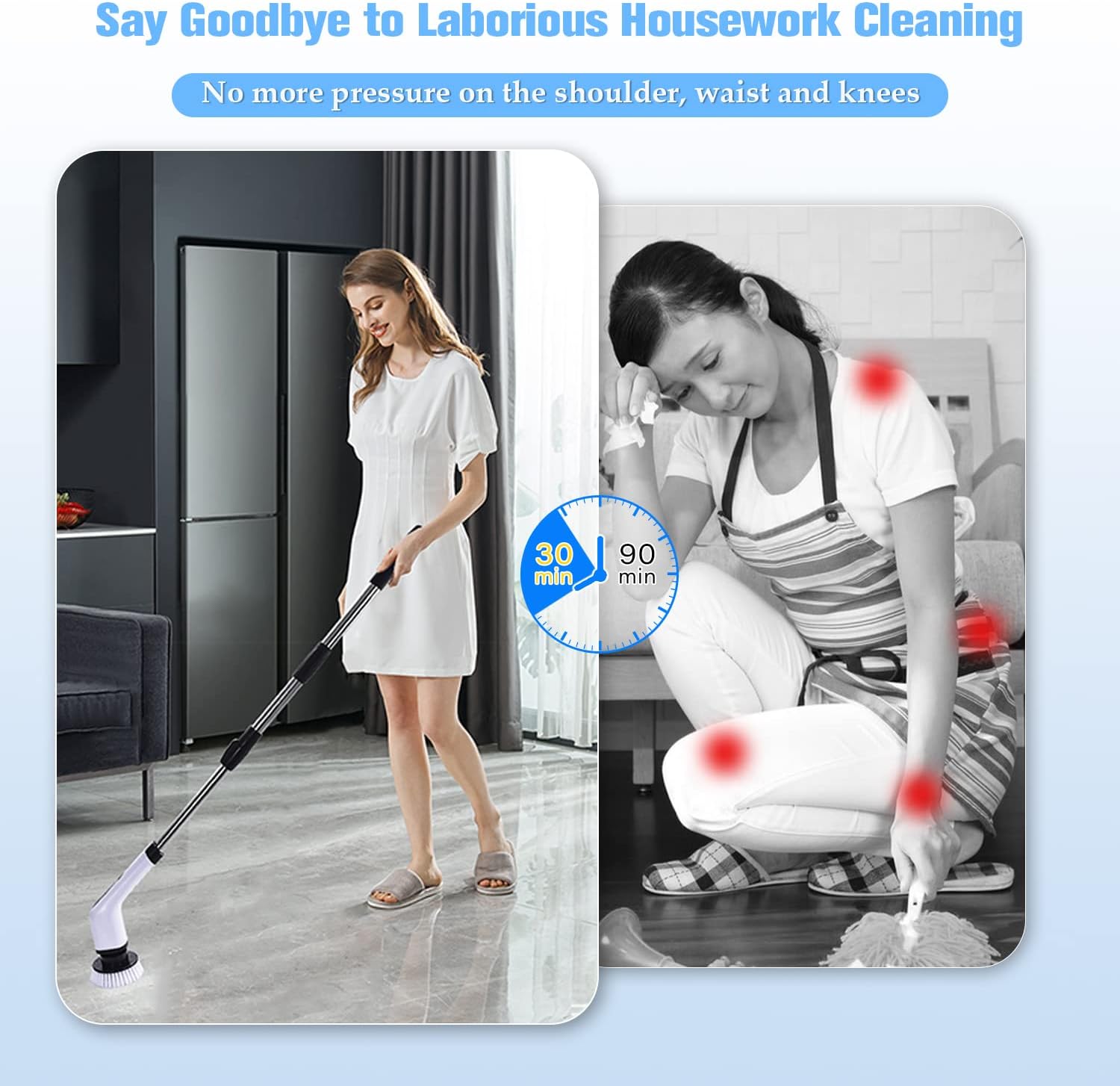 Electric Spin Scrubber, TSGLO 2022 New Cordless Shower Cleaning Brush with 7 Replaceable Brush Heads&Adjustable Extension Long Handle, 360 Power Tub&Tile Scrubber for Bathroom, Glass, Sink, Floor