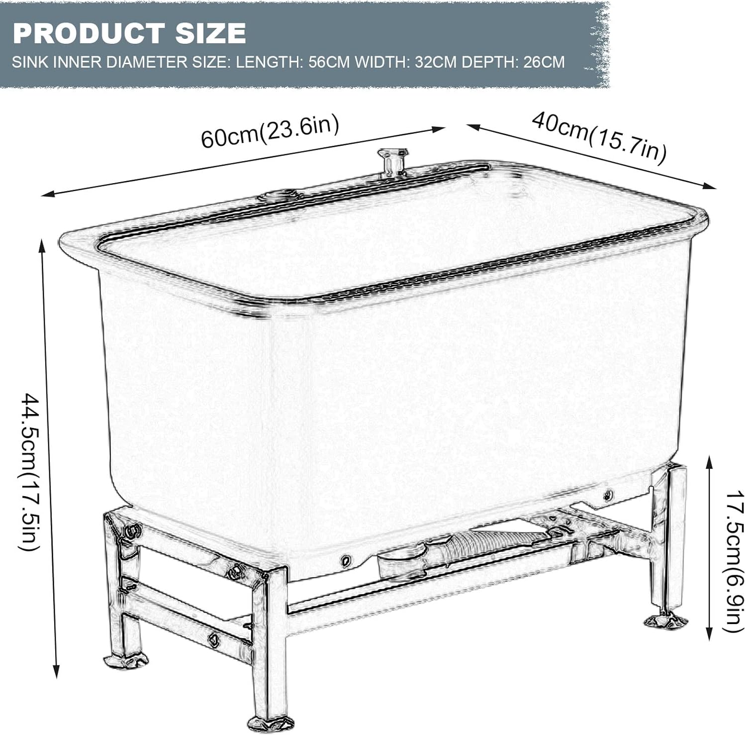 Floor Mount Mop Sink with Faucet and Drain Pipe, Multipurpose Utility Sink Laundry Tub for Courtyards, Bathroom, Outdoor,#2