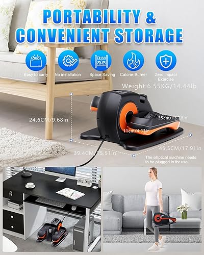 Miniatura 7 de Máquina elíptica para debajo del escritorio, ejercitador eléctrico de piernas elipse como se ve en la televisión para personas mayores con 12
