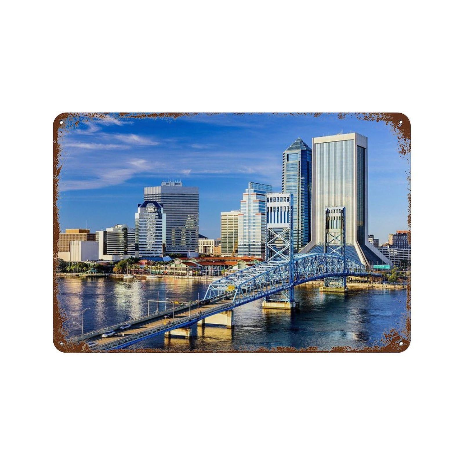 xiaoxiaoshen Real Photo Jacksonville Decor Florida Wall Decor Art Metal Tin Poster Modern Home Decor Art Home Bar Shop Decorations Vintage Sign 20x30cm