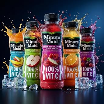 Minute Maid Juice-To-Go 12oz Bottles Variety 20 Pack 100% Juice & Fruit Blends (Orange, Apple, Tropical, Cranberry Apple Raspberry, Cranberry Grape) Bulk On-the-Go Drinks, Multi-Pack Assortment