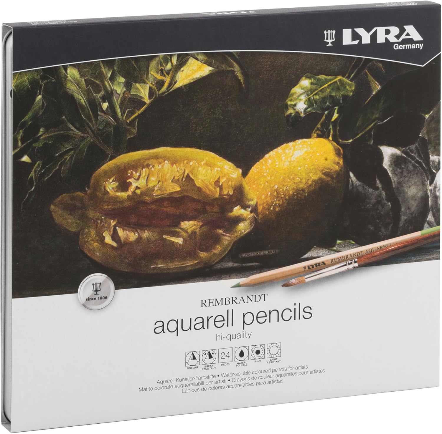 Lyra Rembrandt Aquarell Watercolor Pencils - 24 Vibrant Professional Watercolor Pencils for Artists and Students of All Ages - Water Color Pencils for Painting Drawing and Watercolor Effects