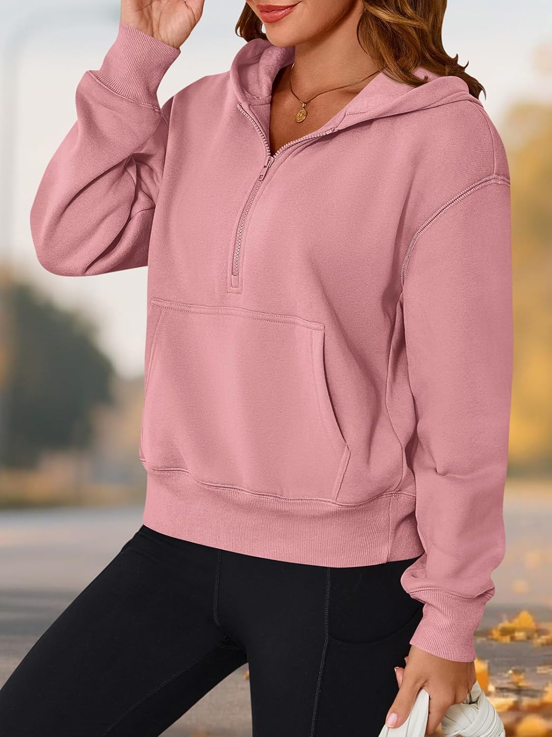 PRETTYGARDEN Women's Half Zip Up Hoodies 2025 Fall Long Sleeve Cropped Pullover Oversized Sweatshirt Fashion Y2K Clothes - Image 5