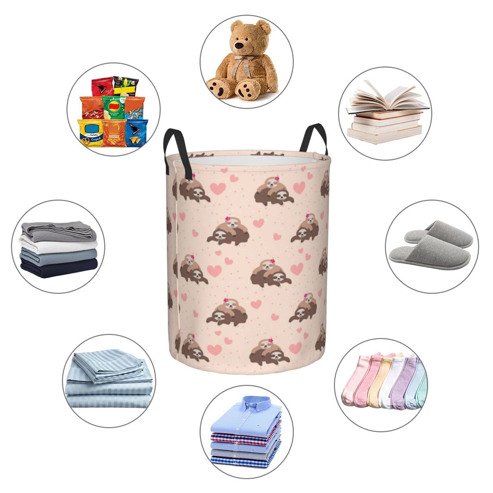 Panier à Linge Pliables Avec Poignées - Grand Modèle M Rond - Oxford Imperméable - Idéal Chambre, Salle De Bain, Voyage