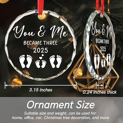 Miniatura 2 de Adorno de Navidad para el primer bebé, You & Me Became Three 2025, regalos para bebés recién nacidos, padres por primera vez, mamá, papá, regalos