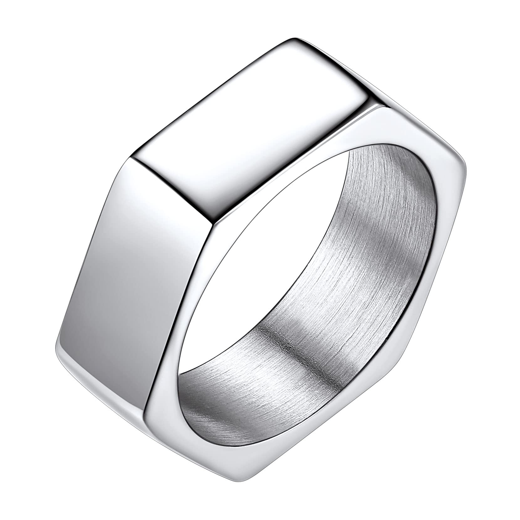 Amazon | Richsteel ヘキサゴン 六角形 リング 指輪 メンズ ステンレス