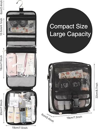 Miniatura 2 de Relavel Neceser colgante aprobado por la TSA para mujeres y hombres, 1-malla, Neceser colgante para mujer