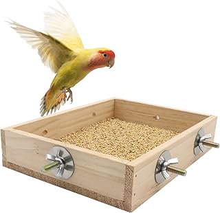 Bird Parrot Wooden Feeding Cups, Natural Wooden Parrot Bird Perch Stand, Birds Food Dish, Bird Cage Food Standing Feeding Perch Bowl Toy for Small Animal Parrot, Rat, Parakeet, Budgies, Love Birds