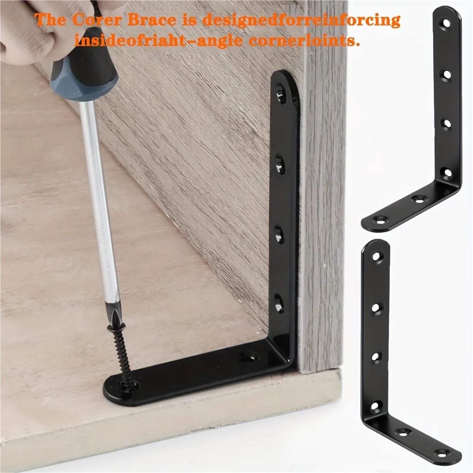 Robuste Eckstütze aus schwarzem Stahl, 5 x 3 Zoll, for Möbel, Regale und Schrankverkleidungen Geeignet zur Möbelbefestigung(8pcs)