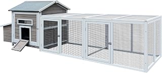 118＂ Large Wooden Chicken Coop Walk-in Poultry Cage with Free-Range Doors, Nesting Box,Leakproof Pull-on Tray,Outdoor Hen House Poultry Cage,for Yard Farm