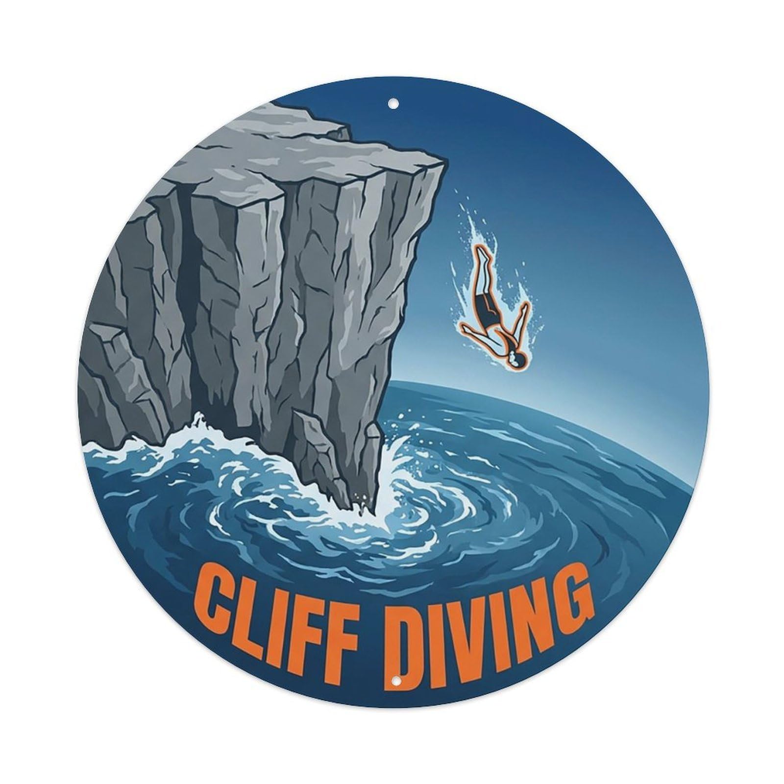 Vintage Cliff Diving Extreme Sports Vintage Metal Tin Sign Plaque Wall Decor for Cafe, Club Bar, Office, Garden Metal Poster 8x8Inch