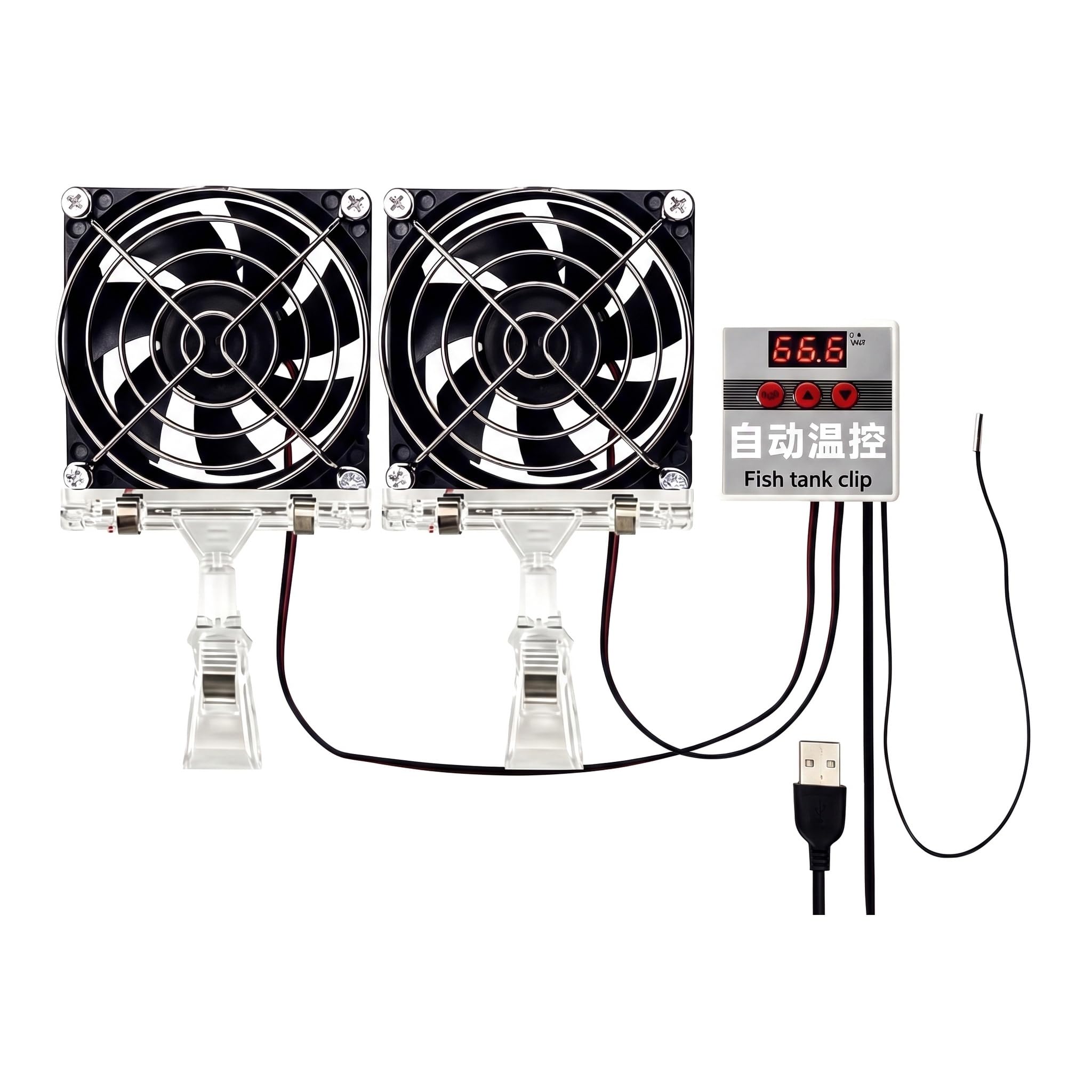 Ventilador De Refrigeración para Acuario De 5 V, Enfriador De Pecera, con Control De Temperatura Ajustable, 2000 RPM, Enfriador Auxiliar Silencioso para Pecera, para El Hogar Y La Oficina