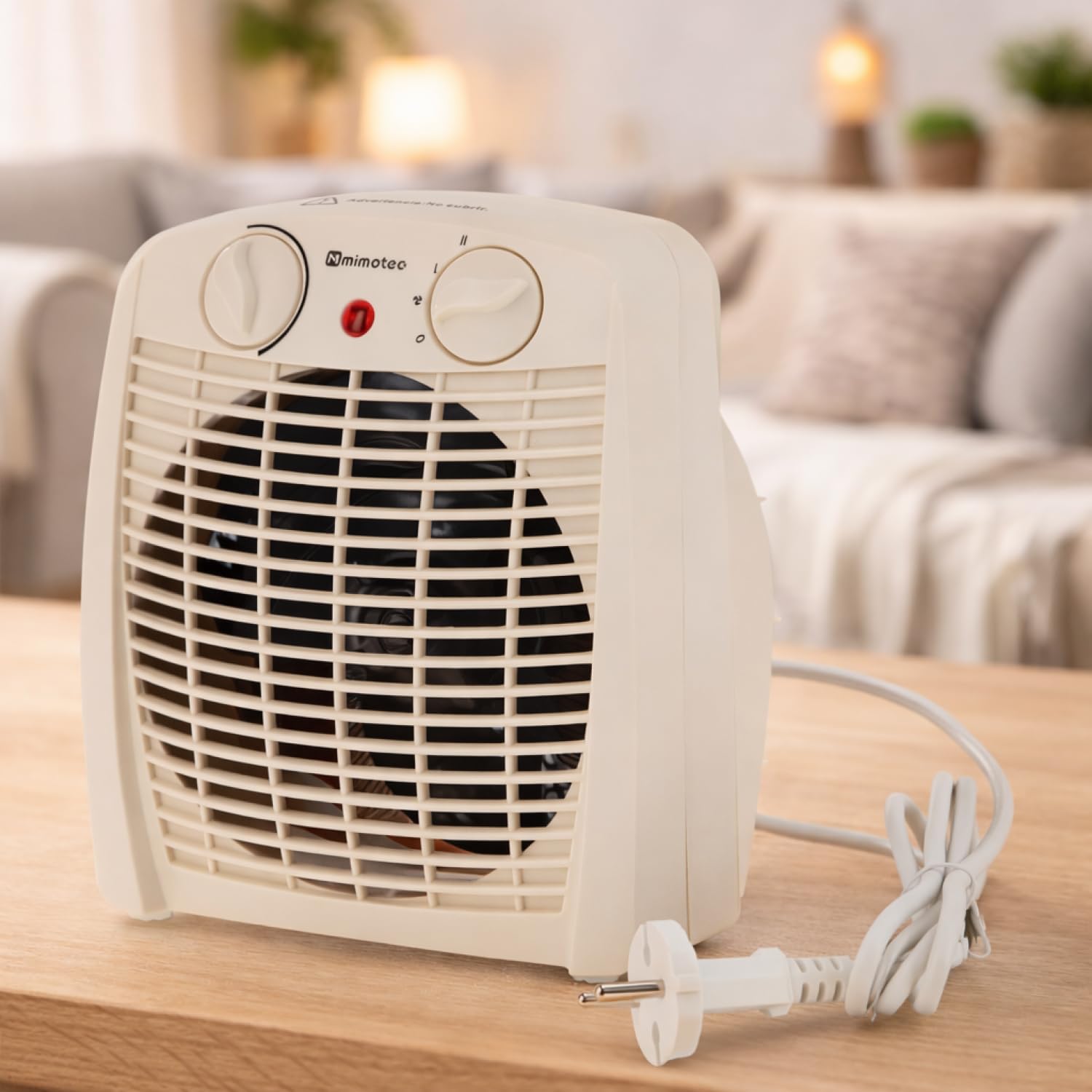 M Mimotec – Termoventilatore elettrico White Comfort 2000W Mimotec, riscaldamento portatile da pavimento, doppia potenza 1000/2000W, bassa rumorosità <53 dB, IP20, per ambienti fino a 20 m² - 2