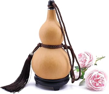 Hip Flasks,Feng Shui Gourd, Natural Dried Gourd Water Bottle with Lid Hollow Calabash Chinese Pumpkin for Drinks Holder Ornament Decor Color Libai, Size 1000 ml Color Plain, Size Color