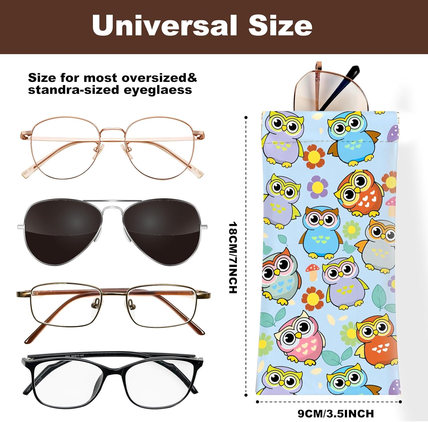 2Pcs Sunglass Eyeglass Glasses Case Soft PU Leather with Cleaning Cloth Cute Glasses Pouch Bag for Men Women Girs - Image 2