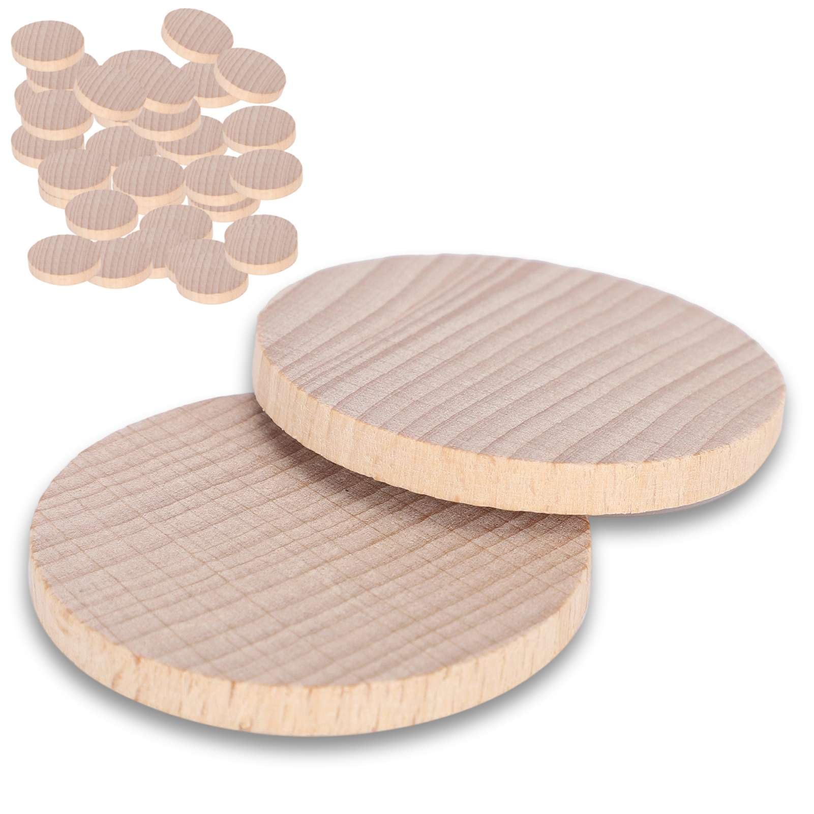 100pcs Wood Circles for Crafts, Round Wooden Discs, Unfinished Wood Rounds Discs, Wooden Crafts Decoration Maker Handmade Accessories (3cm)