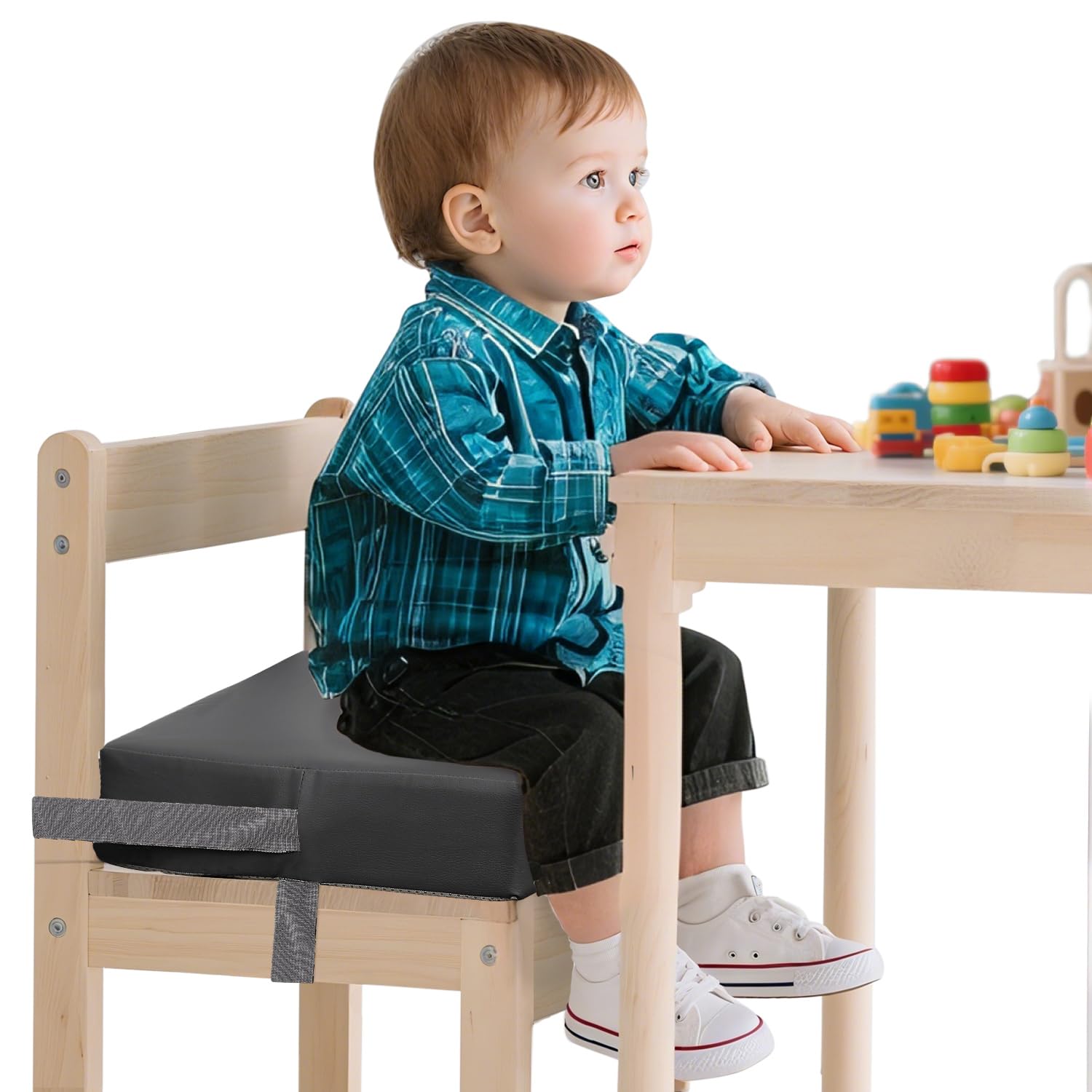 Rialzo Sedia Bambini, Cuscino Regolabile Lavabile con 2 Cinghie di Sicurezza
