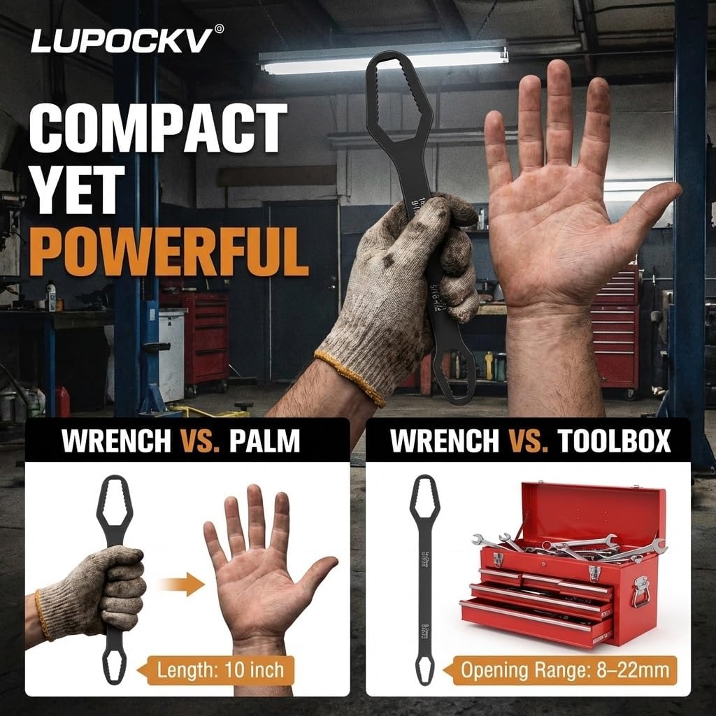 2pcs Universal Wrench Set Self Adjusting Double End Tool Multi Size 8-22mm Automotive Torque Spanner Heavy Duty Grip Repair Kit Mechanic Hand Use Universal Wrench Tool