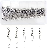 Vista 2 de 110 piezas de acero inoxidable barril giratorio accesorios de pesca, equipo de pesca premium con rodamiento de bolas, conector giratorio de broches