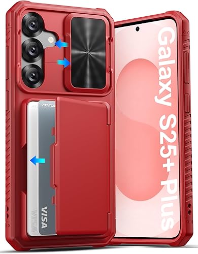 Miniatura 7 de Funda para iPhone 15 Pro Max con soporte para tarjetas, funda tipo cartera con funda deslizante para cámara y soporte, duradera protección contra