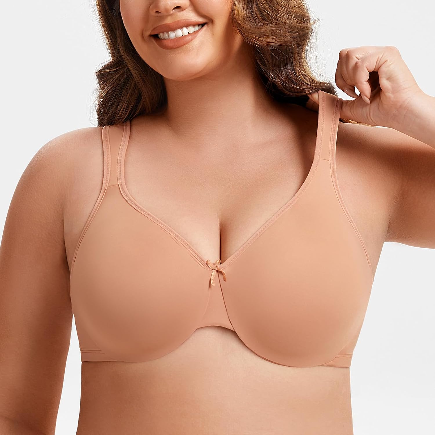 MELENECA Women's Minimizer Seamless Unlined Comfortable Plus Size Underwire Bra