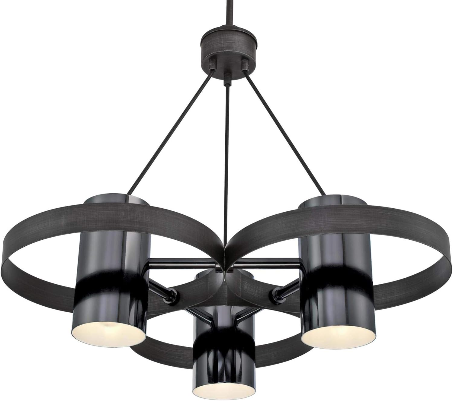 Best Cyber Monday 🔥 Westinghouse Lighting, Distressed Aluminum Finish with Gun Metal Shades 6369000 Exton Three-Light Indoor Chandelier, One Size, Two Tone