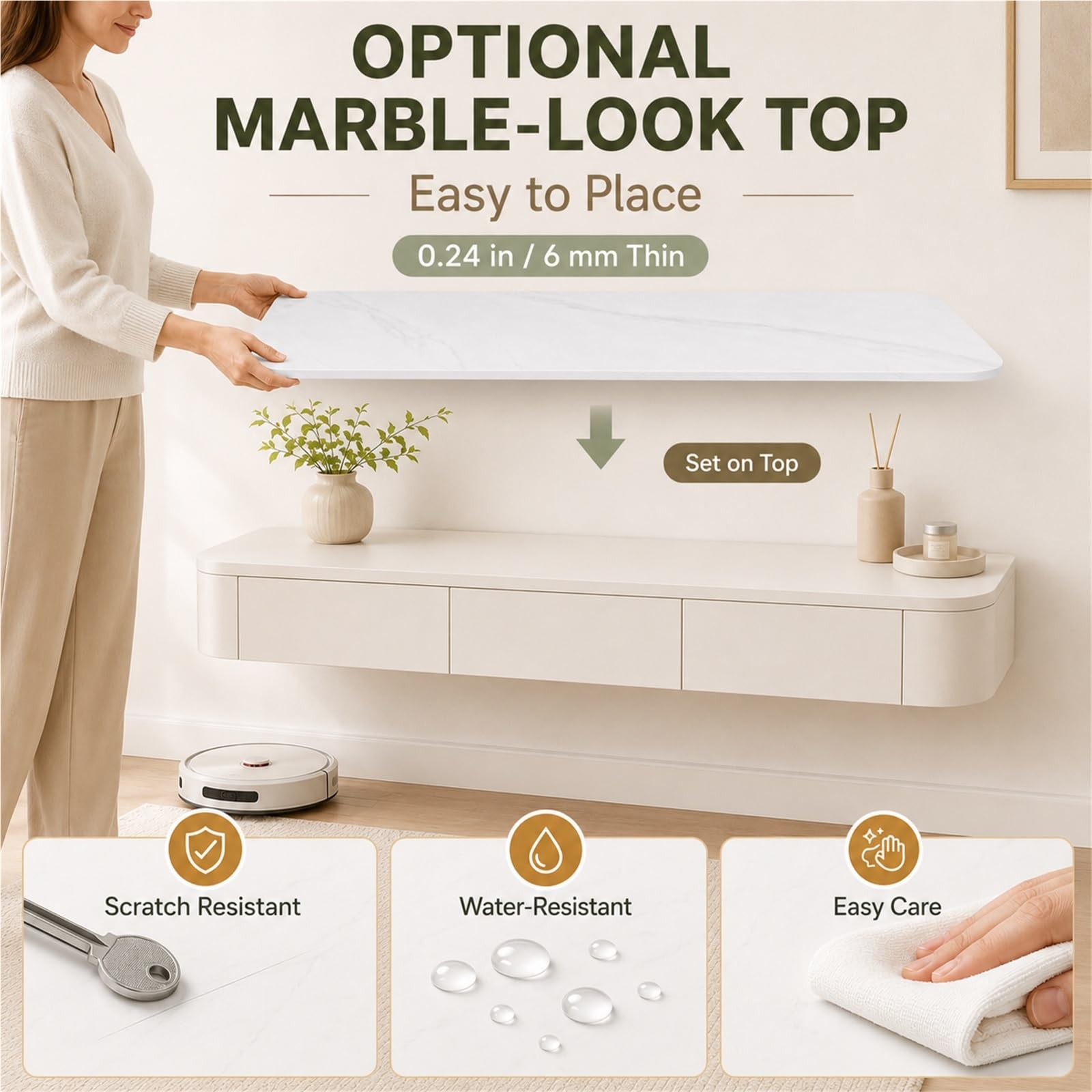Floating Makeup Vanity, Wall Mounted Vanity Desk, Hanging Dressing Table