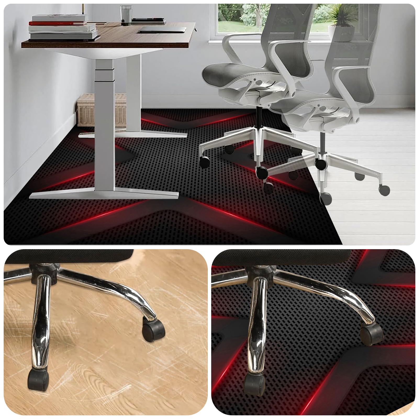 Tapis de Chaise Gaming Tapis Protège-Sol Bureau Antidérapant 90 x 120 cm