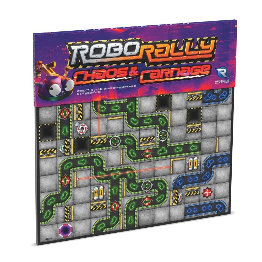 Renegade Game Studios | Robo Rally: Chaos & Carnage | Board Game Expansion | Ages 12+ | 2-6 Players | 30-60 Minutes Playing Time