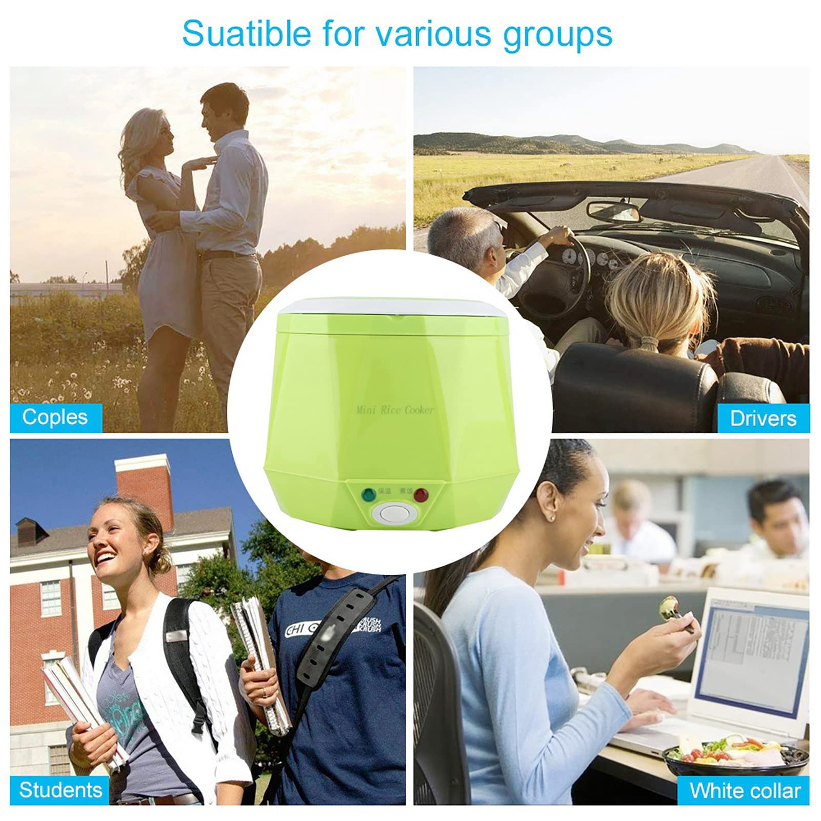 Elektryczne Urządzenie do Gotowania Ryżu 24 V 1,6 L 140 W (GREEN)