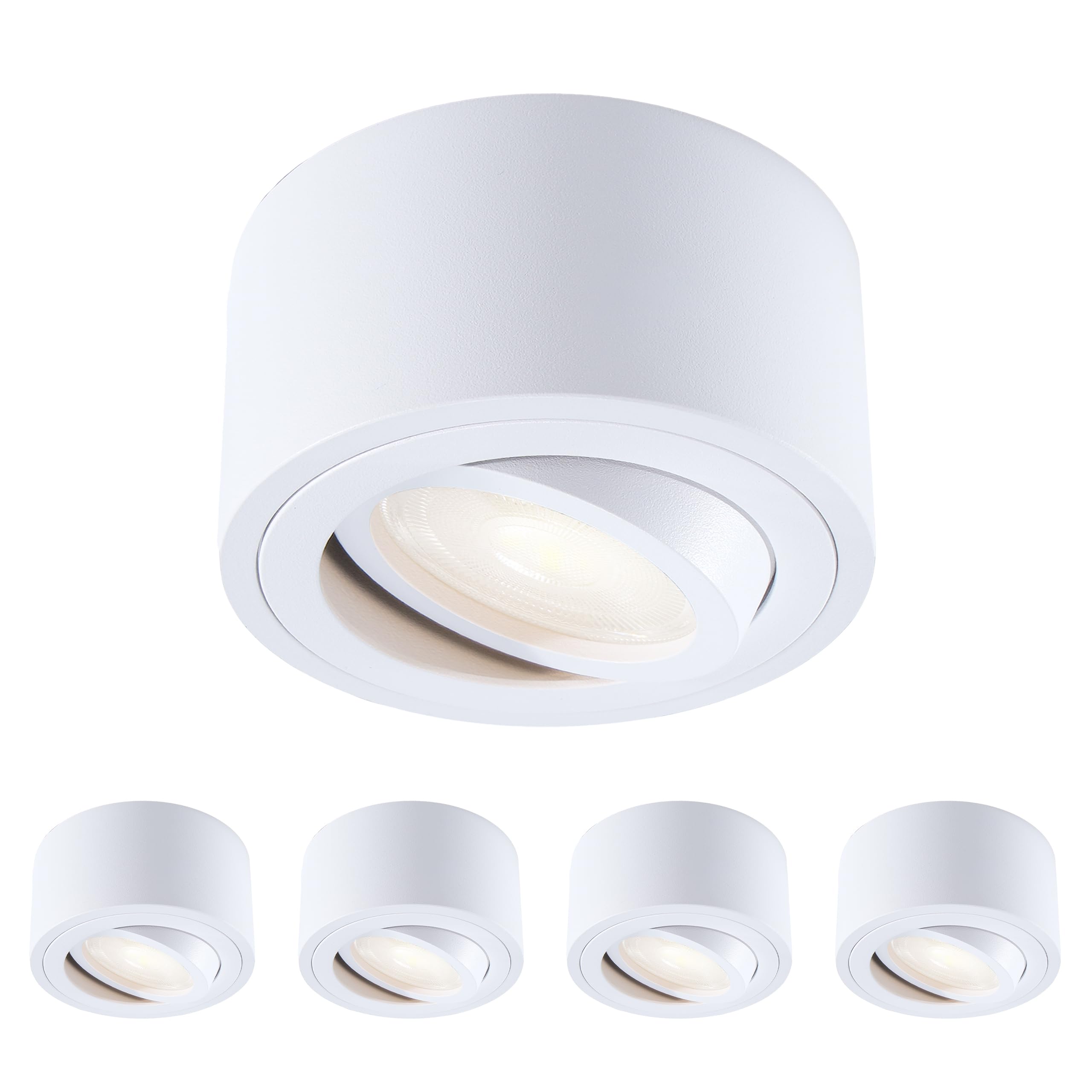 mega lumen Dimmable LED Surface Mounted Spotlights White (Pack of 4), 5W 3CCT CRI90+