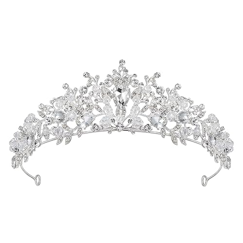 SWEETV Jeweled Wedding Tiaras and Crowns for Women, Metal Princess
