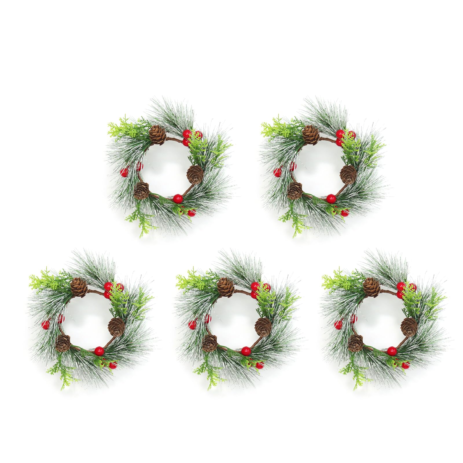 5pcs Realistic Illuminated Christmas Wreath Decoration for Indoor and Outdoor Use Space Public Area Door Hangers Christmas Rings