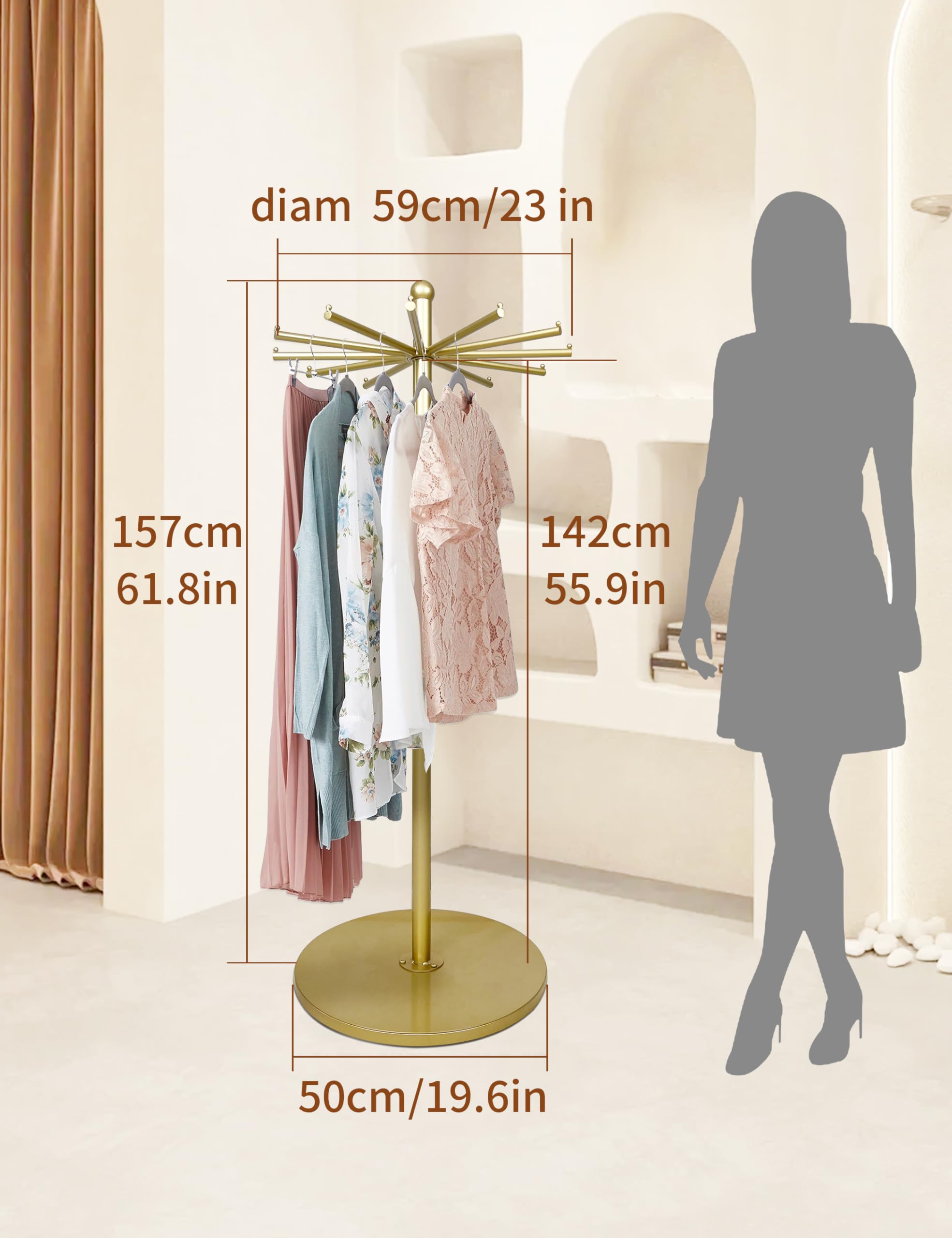 TianMoonchen 360-Degree Multi-Functional Rotating Stand With 12 Arms?100lb Capacity? Storage for Scarves, Bags, Shawl, Etc | Heavy-Duty Metal Rack for Retail Stores, Boutiques & Home Organization