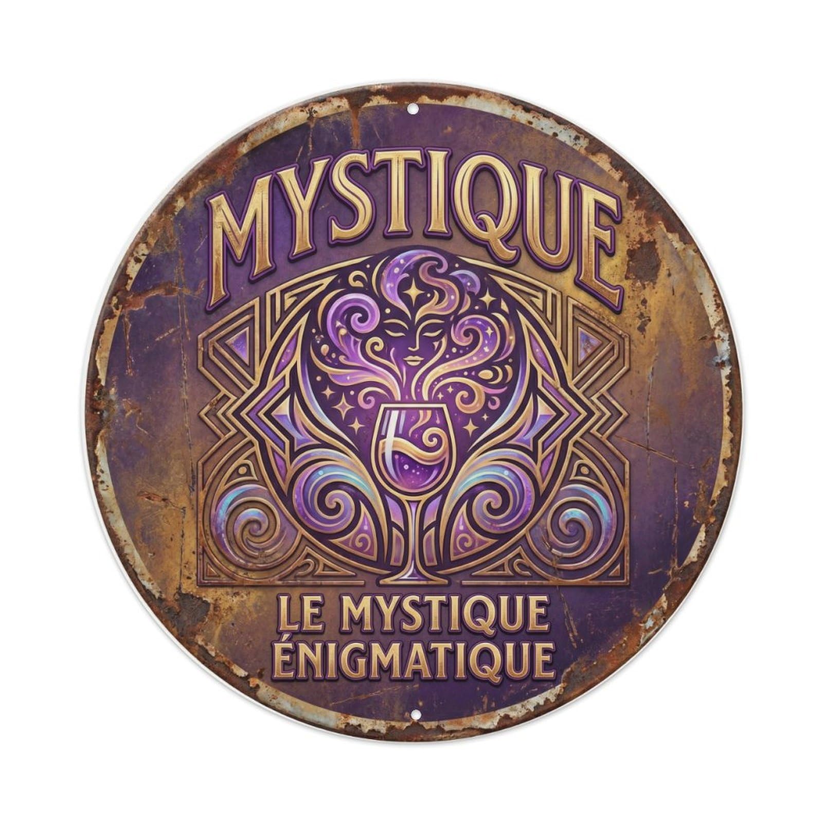 Mystic Humorous Mancave Mystic Metal Tin Sign Plaque Wall Decor for Cafe, Club Bar, Office, Home Garden Round Metal Poster 8x8Inch
