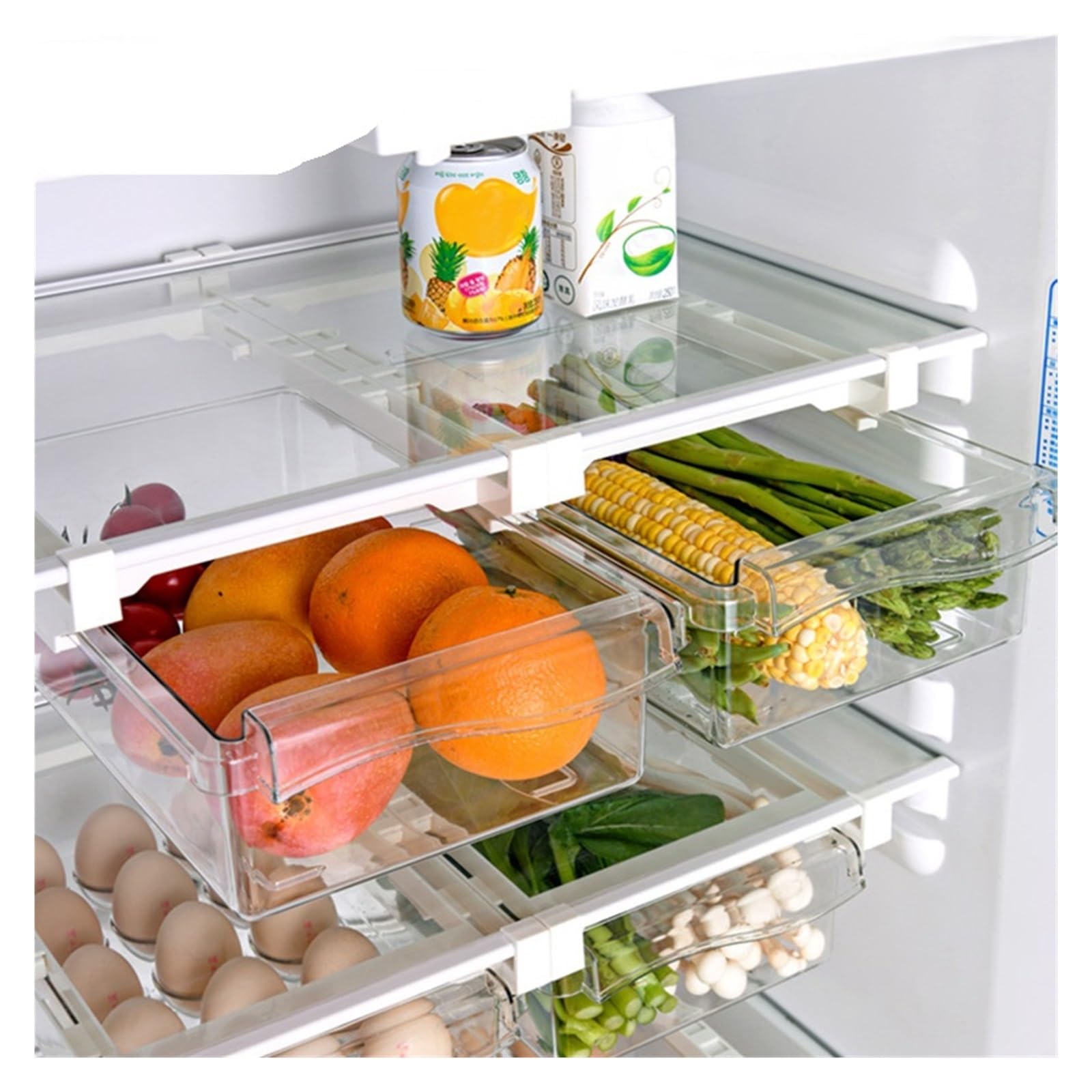C Boîte à frid coulissante pour fruits et vétérinaires Transparent Plateau de cuisine Réfrigérateur peu encombrant