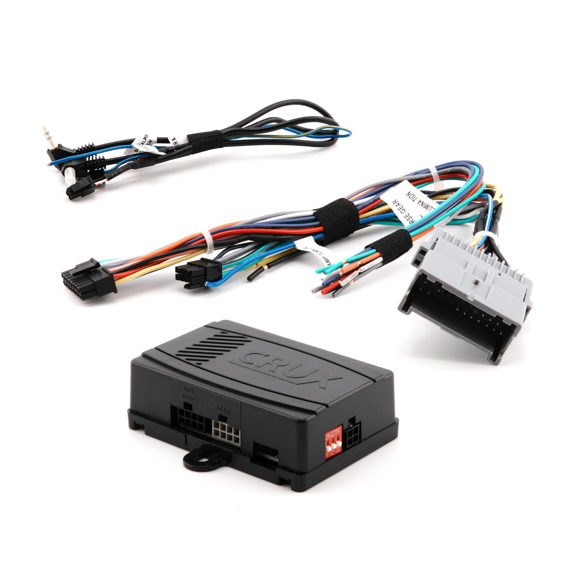 CRUX SWRGM-48 radio replacement interface retains Steering Wheel Control functionality and factory Chime features on select GM Class II vehicles with Bose Amplified & Non-Amplified Systems (2002-2013)