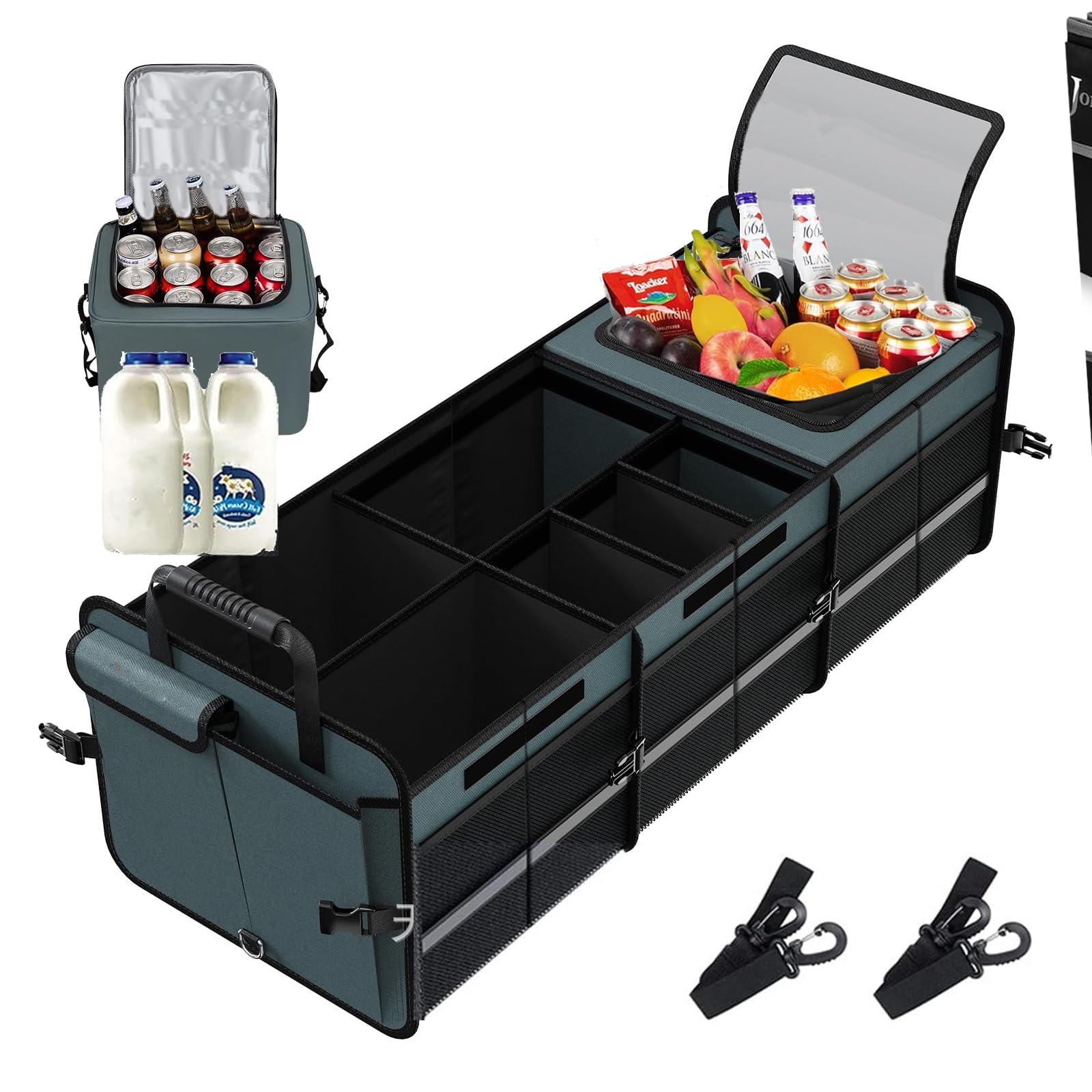 Beauenty Large Car Organizer Trunk, Foldable on-Board Storage Box, Backseat Trunk Organizer, Waterproof, Dust-proof, SUV Trunk Organizer, Non Slip Strips & Securing Straps for Car SUV Van Auto