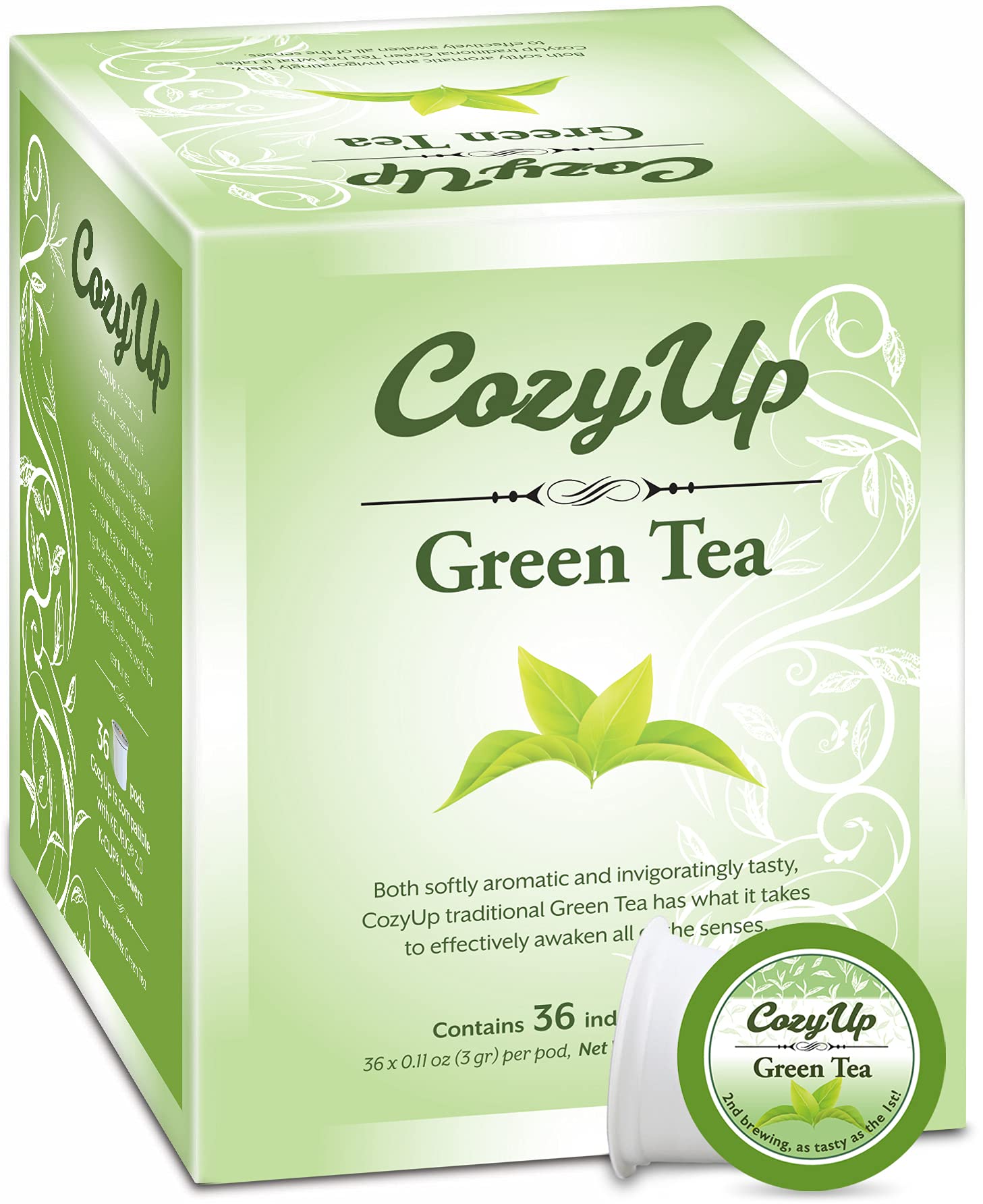 Cozy Up Green Tea K-Cup Pods, 36-Count, Compatible with Keurig Brewers