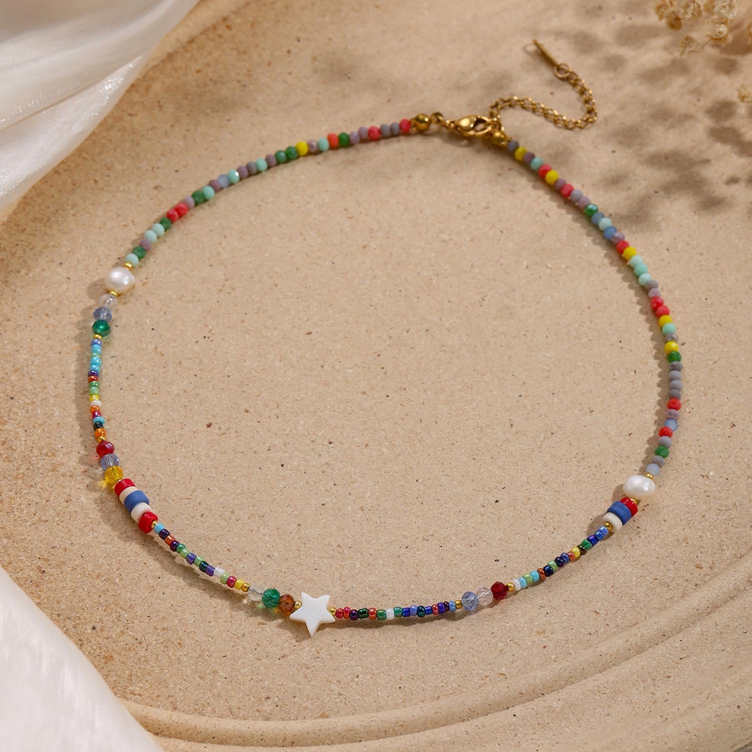 Turquoise Choker Necklace for Women, Western Crystal Bead & Pearl Necklace with Adjustable Chain Natural Stone Energy Jewelry, Boho Beaded Choker for Gifts - Image 3