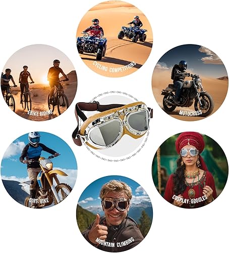 Miniatura 7 de CRG Sports Gafas de motocicleta aviador estilo Cruiser scooter de motocross para hombre mujer adulto