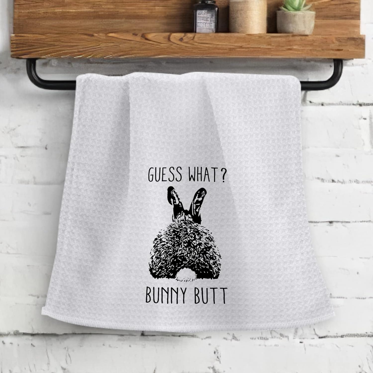 OHSUL Guess What? Bunny Butt Highly Absorbent Kitchen Towels Dish Towels Dish Cloth,Funny Bunny Rabbit Butt Hand Towels Tea Towel for Bathroom Kitchen Decor,Rabbit Lovers Teen Girls Gifts - Image 2