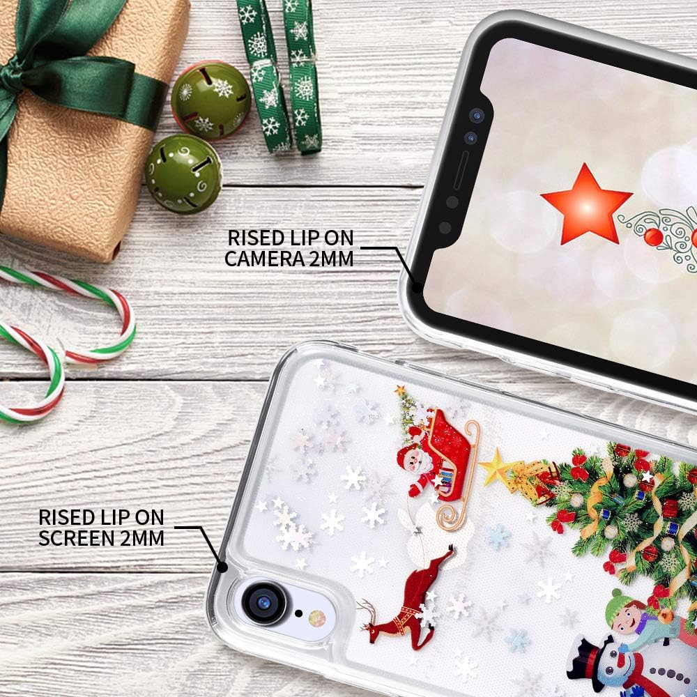 Maxdara Christmas Case for iPhone XR, Merry Christmas Tree Pattern Glitter Liquid Bling Sparkle Pretty Cute Case for Girls Children Women Gifts XR Christmas Case 6.1 inches (Tree)