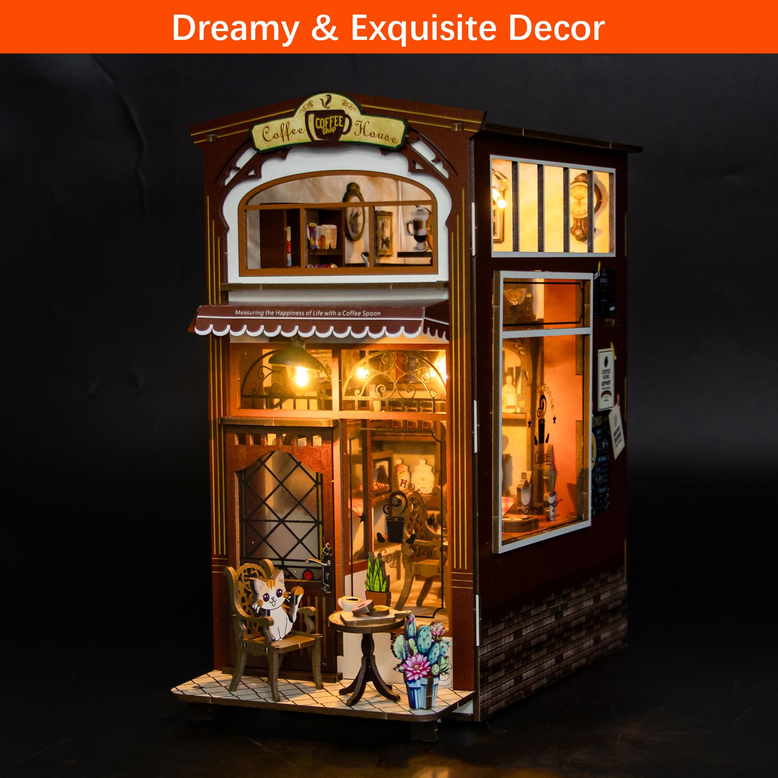 DIY Book Nook Kit 3D-puzzel houten boekensteun met ledlicht - Doe-het