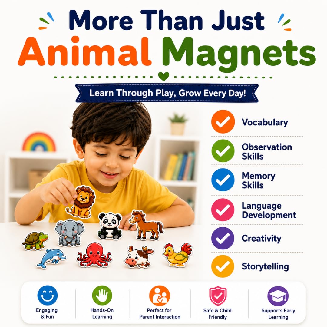 RufaStories Farm, Sea & Forest Animal Fridge Magnets Combo for Kids – 40 Pcs Fridge Magnet Stickers for Kids Learning – Toddler Learning Magnets, Educational Fridge Magnet Set 2