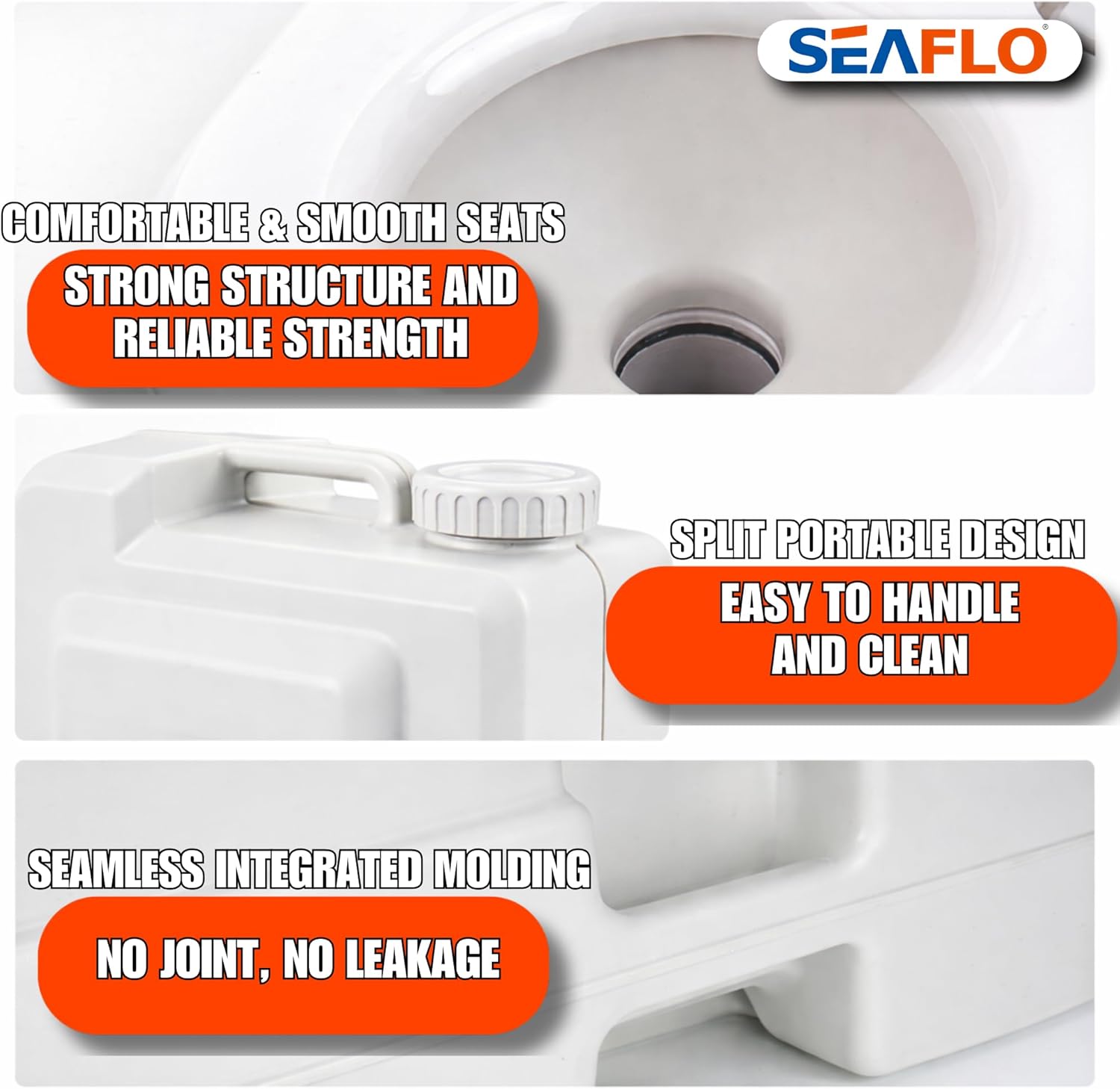 SEAFLO Portable Toilet for RV, Boat, and Camping (5.3 Gallon - Multifunctional)
