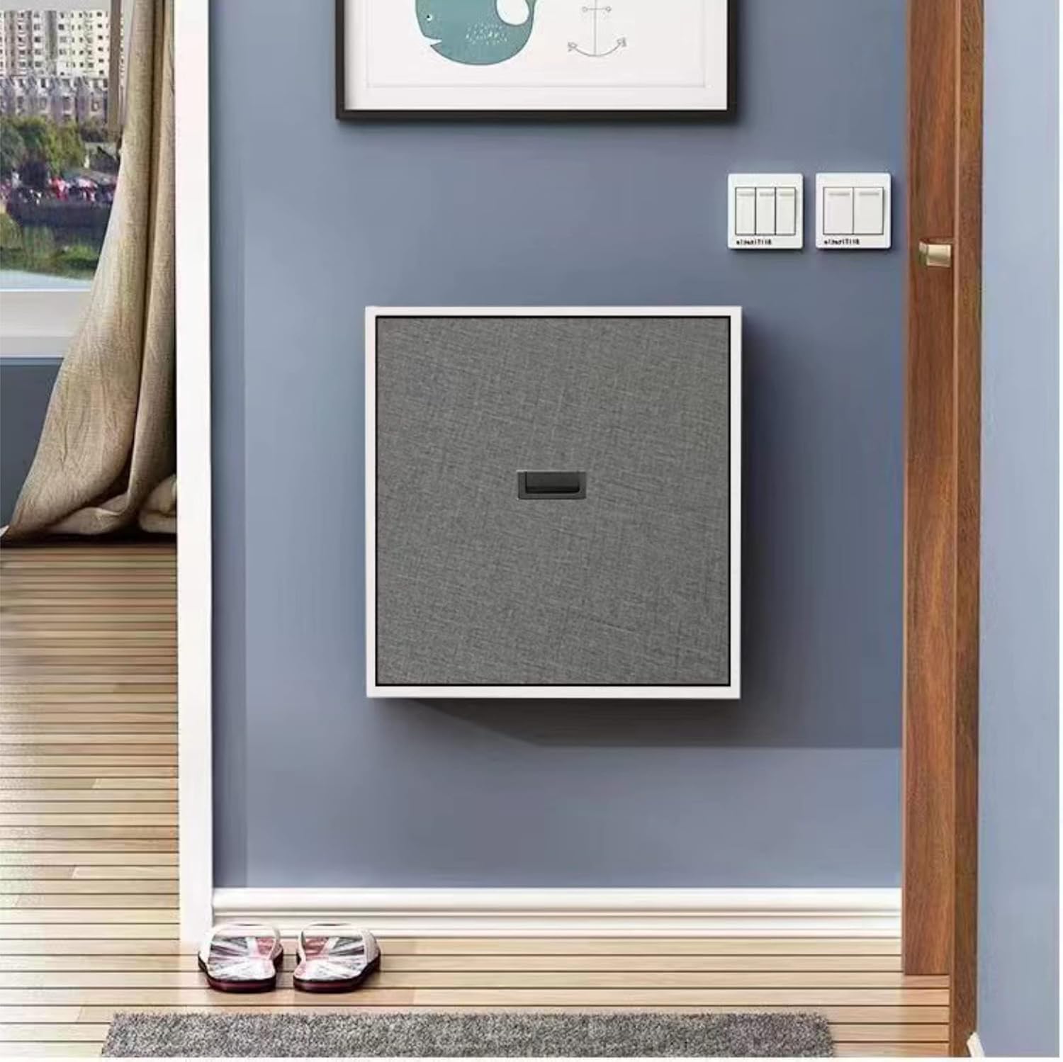 玄関椅子 腰掛け 狭い空間 エントランスベンチ 収納 壁掛 木製