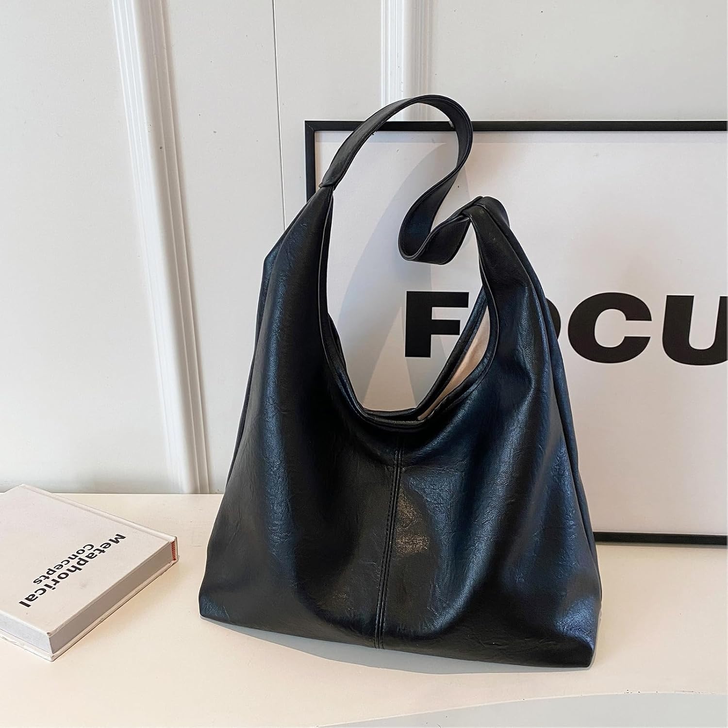 Hobo Bags for Women Slouchy Shoulder Bag Soft Vegan Leather Purse Everyday Handbags Large Work Tote Bag - Image 3